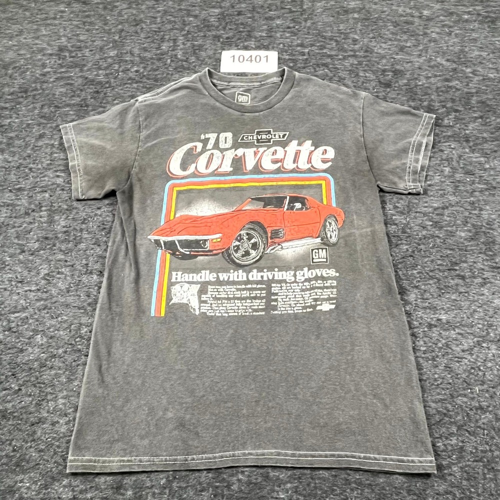 Hybrid Apparel GM Chevrolet Corvette 1970 Stingray T Shirt Mens S Gray Graphic